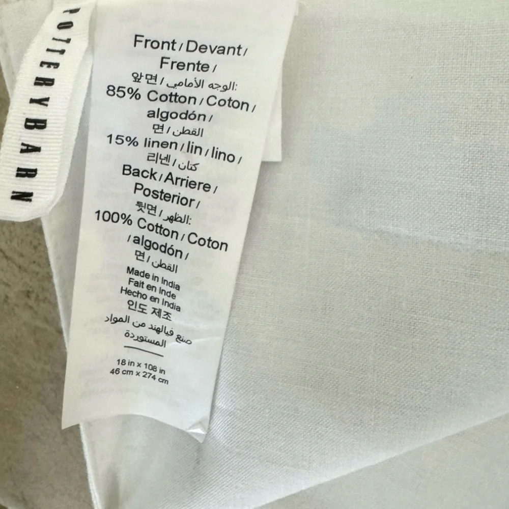 Pottery Barn Bedford Harvest Cotton/Linen Table Runner
